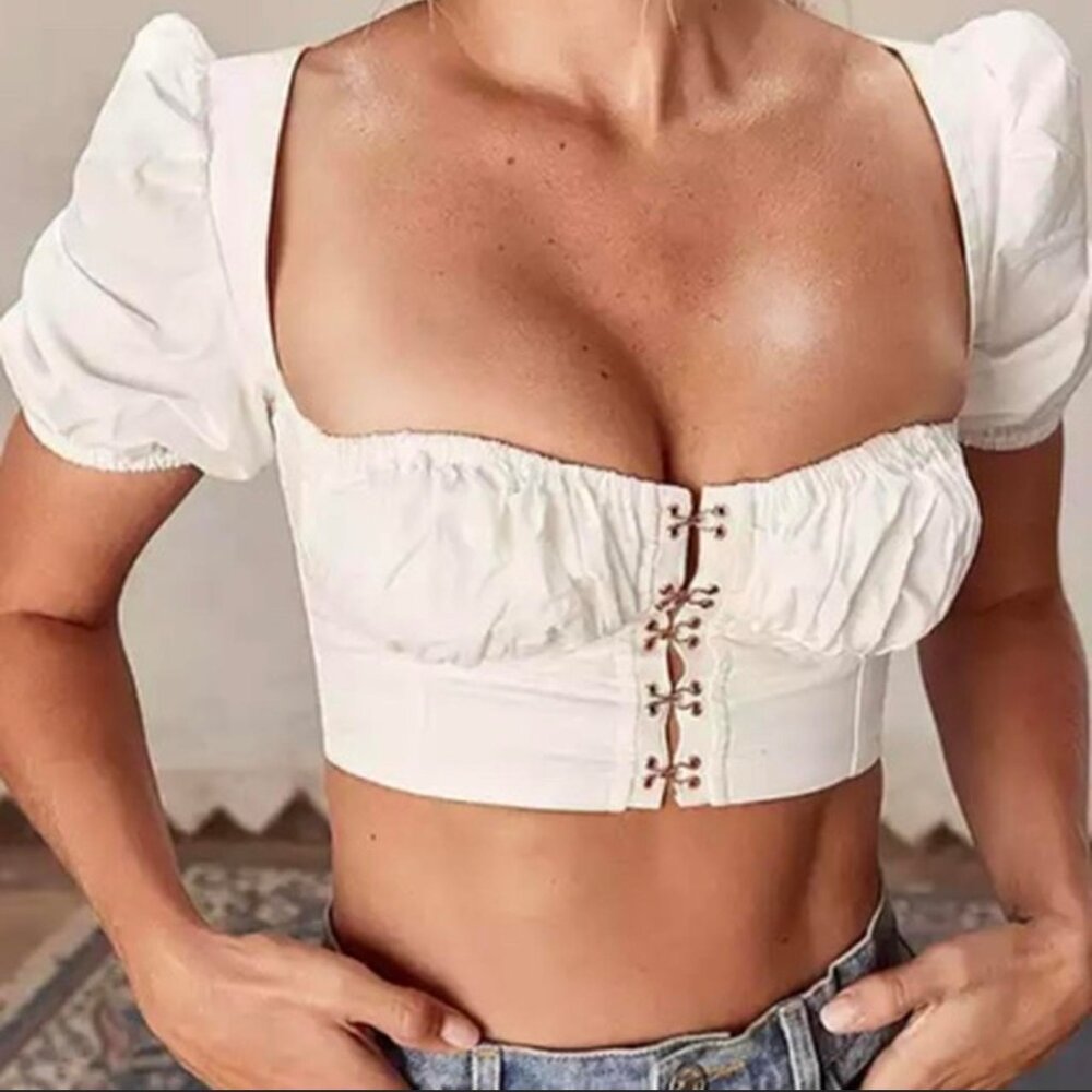 White milkmaid crop top
